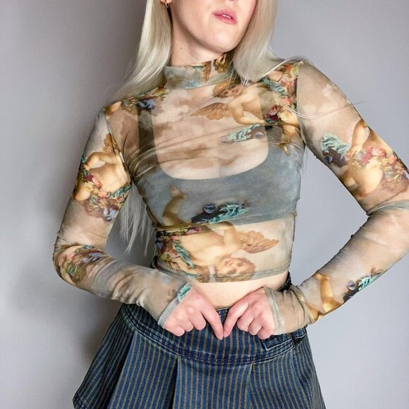 Urban Outfitters Renaissance Cherub Mesh Top - Picture 7 of 7